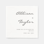 モダンフォント白黒カップルの名結婚称 スタンダードカクテルナプキン (正面)