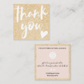 モダンフォント金ゴールドのグリッターピン感謝していクユー スクエア名刺 (正面/裏面)