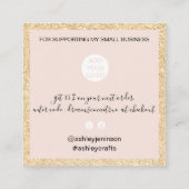 モダンフォント金ゴールドのグリッターピン感謝していクユー スクエア名刺 (裏面)