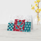 モダンフォークアートホリデー包まれたギフトカスタム カード (黄色い花)