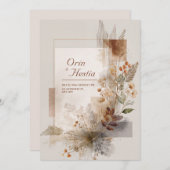 モダンフォークボ結婚タニカル 招待状 (正面/裏面)