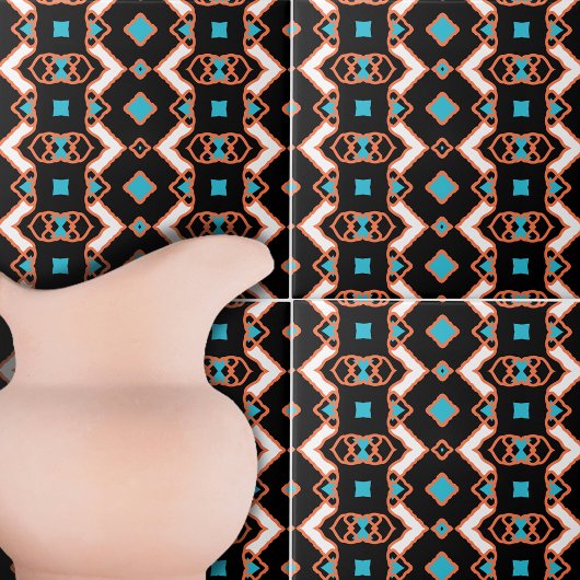 モダンフォーク黒の対称ジオメトリパターン タイル