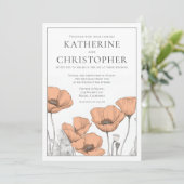 モダンフォーマルエレガントピーチフローラ結婚ズ 招待状 (スタンド正面)