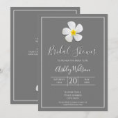 モダンフォーマルクラシックブライダル、ホワイトオングレー 招待状 (正面/裏面)