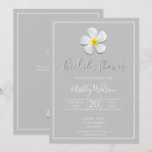 モダンフォーマルクラシックブライダル、ホワイトオンライトグレー 招待状 (正面/裏面)