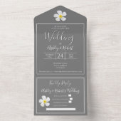 モダンフォーマルクラシック白のグレー結婚の オールインワン招待状 (内側)