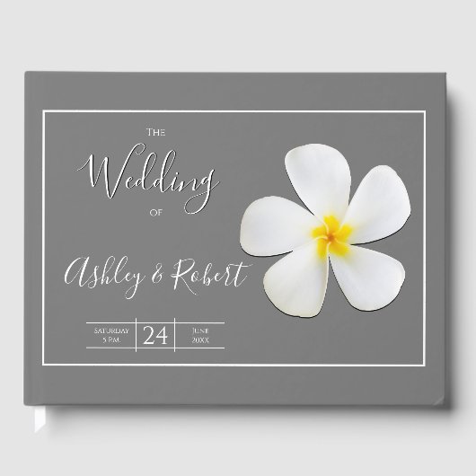 モダンフォーマルクラシック白のグレー結婚の ゲストブック (正面)