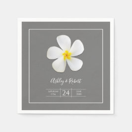 モダンフォーマルクラシック白のグレー結婚の スタンダードカクテルナプキン