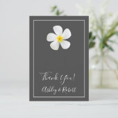 モダンフォーマルクラシック白のダークグレイ結婚ズ サンキューカード (スタンド正面)
