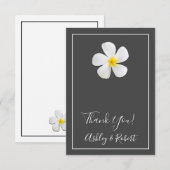 モダンフォーマルクラシック白のダークグレイ結婚ズ サンキューカード (正面/裏面)