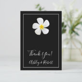 モダンフォーマルクラシック白の黒結婚の サンキューカード (スタンド正面)