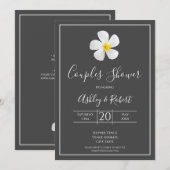 モダンフォーマルクラシック、ホワイトオンダークグレー、カップル 招待状 (正面/裏面)
