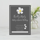 モダンフォーマルクラシックRSVP、White on Dark Gray 招待状 (スタンド正面)