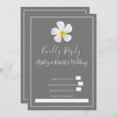 モダンフォーマルクラシックRSVP、White on Gray 招待状 (正面/裏面)