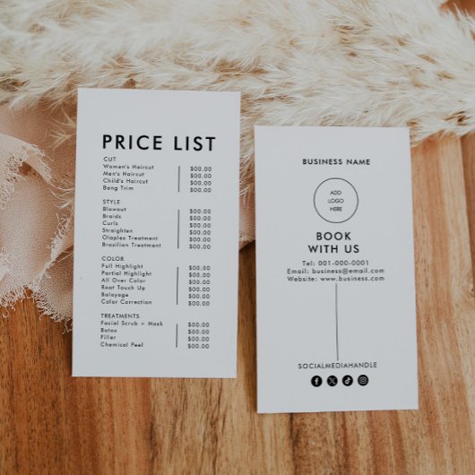 モダンフォーマルシンプルエレガント価格表 名刺