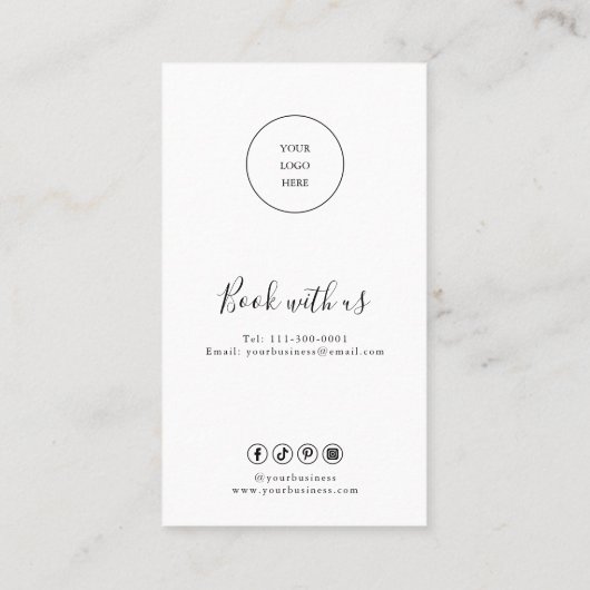 モダンフォーマルシンプル書道ブラック価格表 名刺 (裏面)