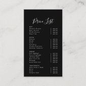 モダンフォーマルシンプル書道ブラック価格表 名刺 (正面)