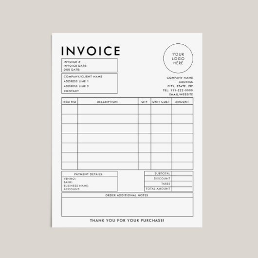モダンフォーマルシンプルBusiness Editable Invoice