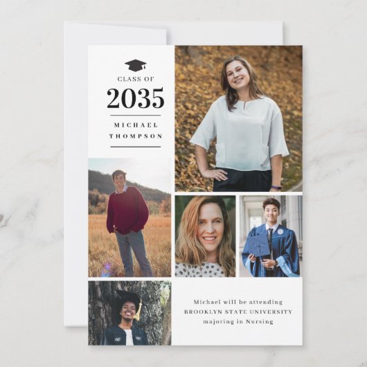 モダンフォーマル卒業生Cap写真卒業 案内状 (裏面)