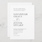 モダンフォーマル白結婚色 招待状 (正面/裏面)