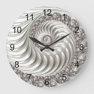 モダンフラクタル白素晴らし金属金属 ラージ壁時計