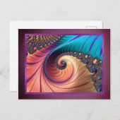 モダンフラクタル紫カラフル抽象芸術金属 ポストカード (正面/裏面)