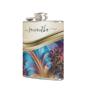 モダンフラクタル青金ゴールド手書き名 フラスク (左)