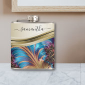 モダンフラクタル青金ゴールド手書き名 フラスク