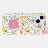 モダンフラワーチックサーモンピンクモノグラム Case-Mate iPhoneケース (裏面 (横))