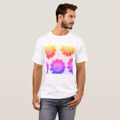 モダンフラワー幾何学 - エレガントなボタニカルパターン Tシャツ (正面フル)