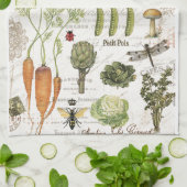 モダンフランスのヴィンテージ菜園 キッチンタオル (折り畳み)