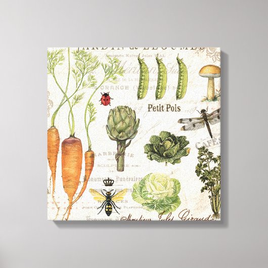 モダンフランスのヴィンテージ菜園 キャンバスプリント (正面)