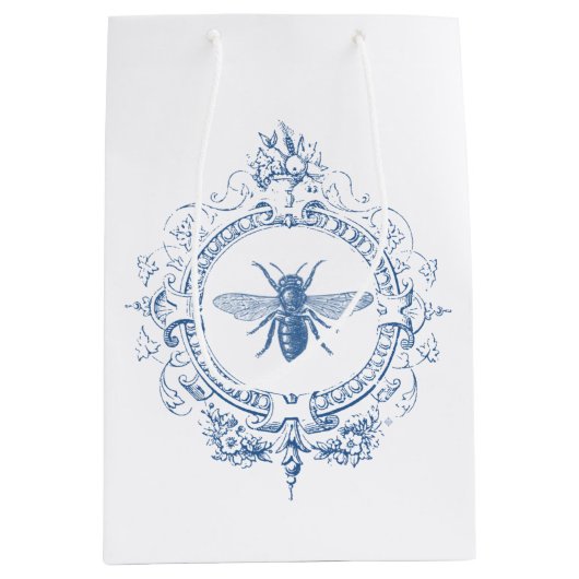 モダンフランスのヴィンテージ農家ミツバチ ミディアムペーパーバッグ (正面)