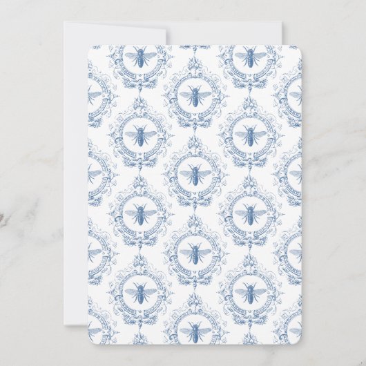 モダンフランスのヴィンテージ農家ミツバチ 招待状 (正面)