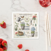 モダンフランスのヴィンテージ農家花園 スタンダードカクテルナプキン (インサイチュ)