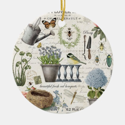 モダンフランスのヴィンテージ農家花園 セラミックオーナメント (正面)