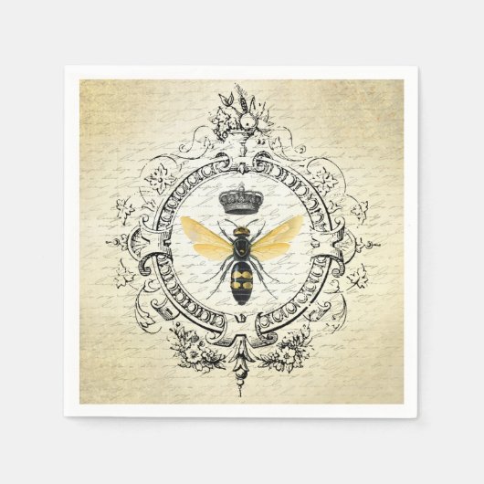 モダンフランスのヴィンテージ スタンダードカクテルナプキン (正面)