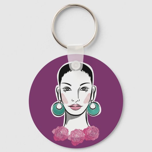 モダンフルーア1960s女性 キーホルダー (正面)