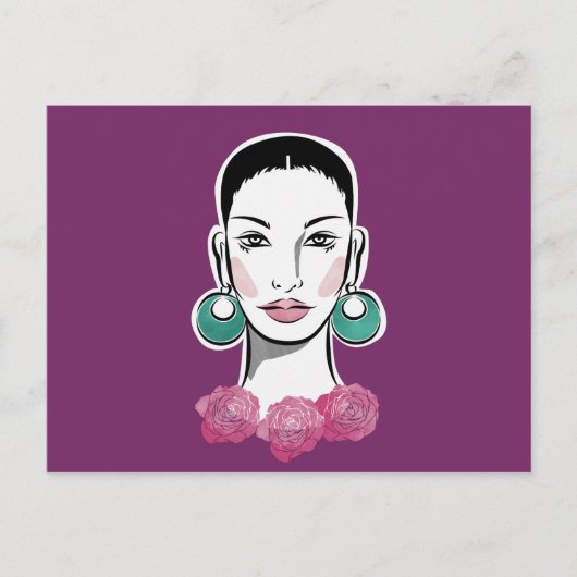 モダンフルーア1960s女性 ポストカード (正面)