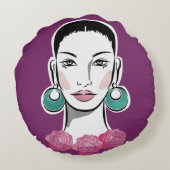 モダンフルーア1960s女性 ラウンドクッション (裏面)