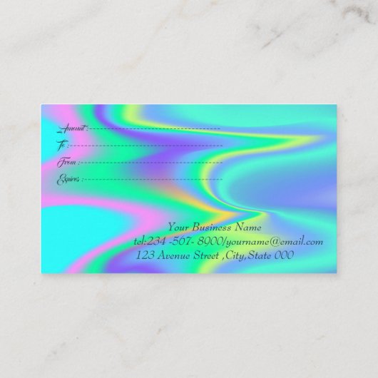 モダンフレエレガントーム、金ゴールド紙吹雪ホログラフィック 割引カード (裏面)