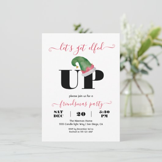 モダンフレンドズクリスマスホリデーパーティーを楽しむ 招待状 (スタンド正面)