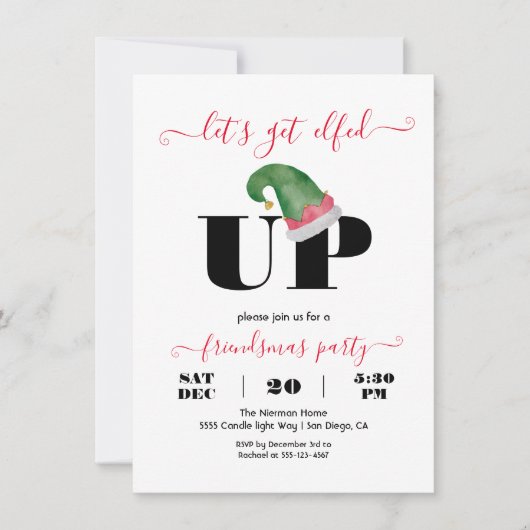 モダンフレンドズクリスマスホリデーパーティーを楽しむ 招待状 (正面)