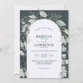 モダンフレームのグリーンの葉の結婚式招待状 招待状 (正面)