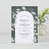 モダンフレームのグリーンの葉の結婚式招待状 招待状 (スタンド正面)