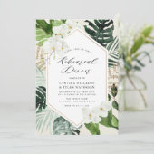 モダンフレームトロピカルパーム葉リハーサルディナー 招待状 (スタンド正面)