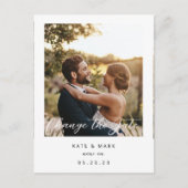 モダンフレームフォト 結婚式の日程変更 ポストカード (正面)