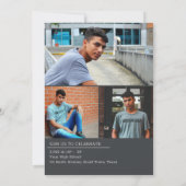 モダンフレーム男らしで写真を追加する 案内状 (裏面)