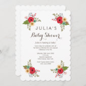 モダンフローラかわいらしベビーシャワー招待状 招待状 (正面/裏面)