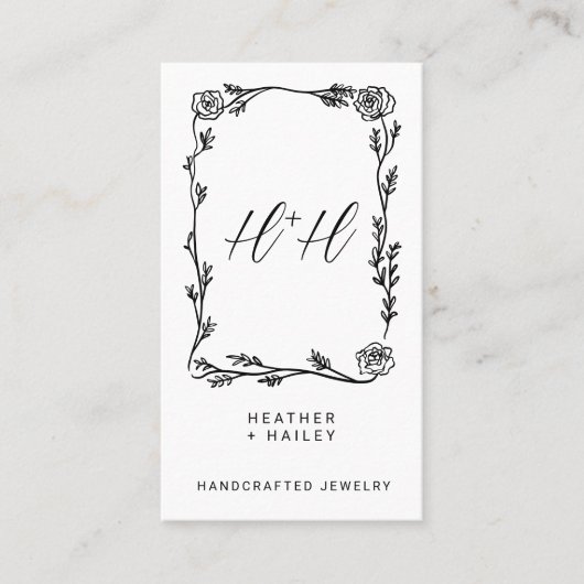 モダンフローラとつる植物縁どジュエリー設計者 名刺 (正面)